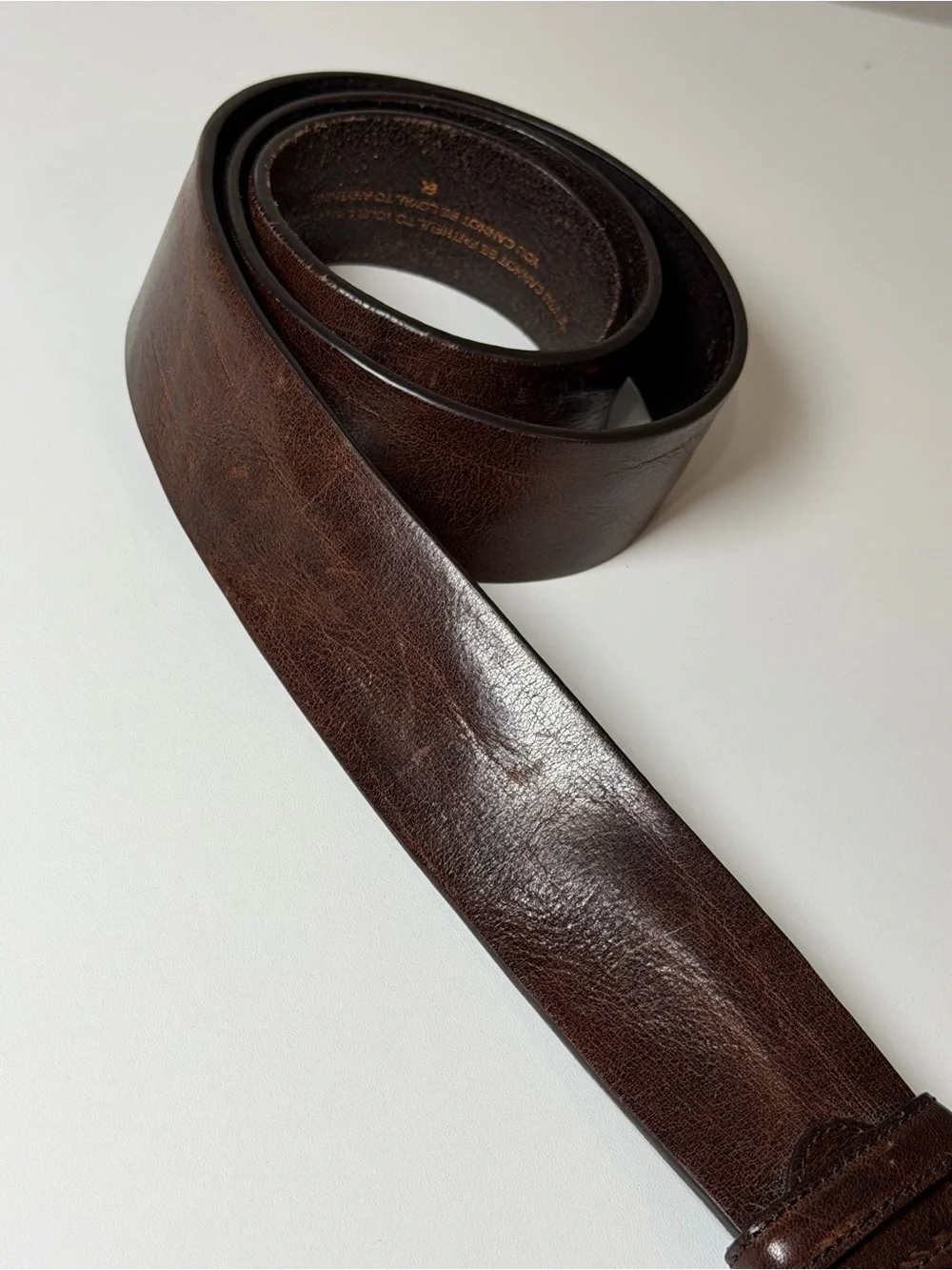 Men's ELLIOT RHODES London 38W Brown Leather Belt with Antique Brass Buckle